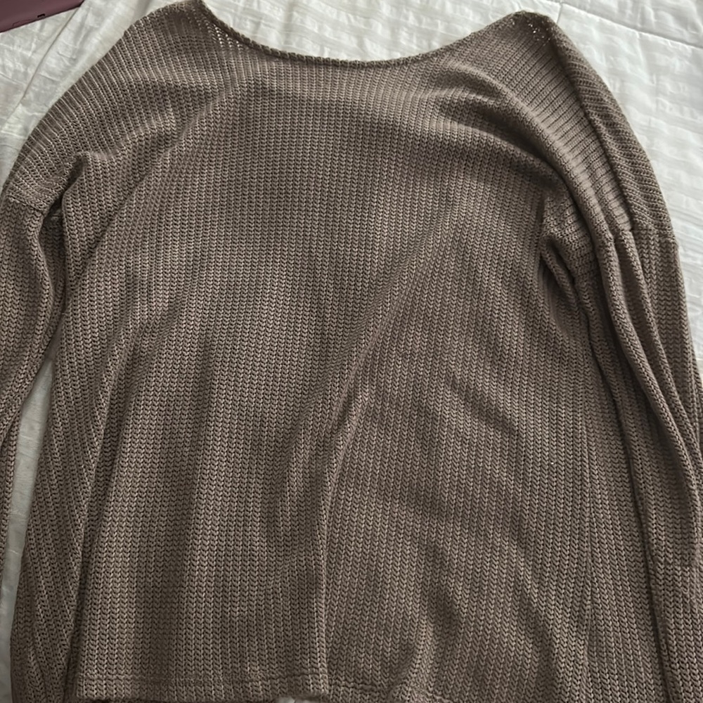 Brown Oversized Open Back Sweater